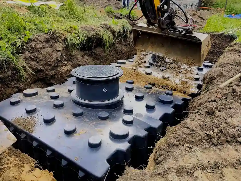 Fotografie instalace systému pro sběr dešťové vody